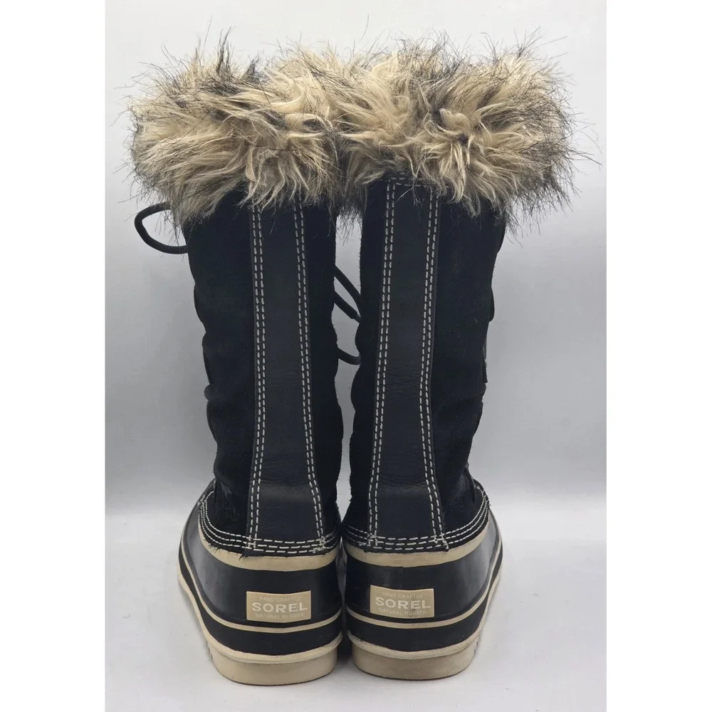SOREL Joan of Arctic Boots‎ Womens 8 Black Waterproof Fur Winter Snow NL1540